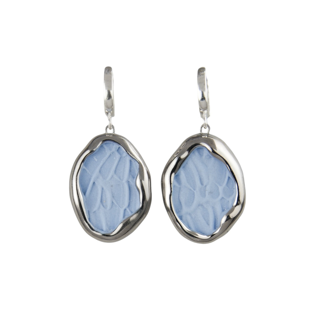 "Lenah" Platinum Porcelain Earrings