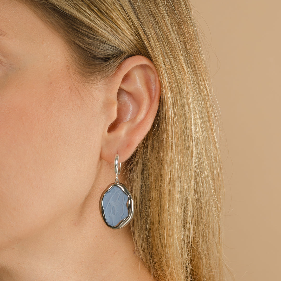 "Lenah" Platinum Porcelain Earrings