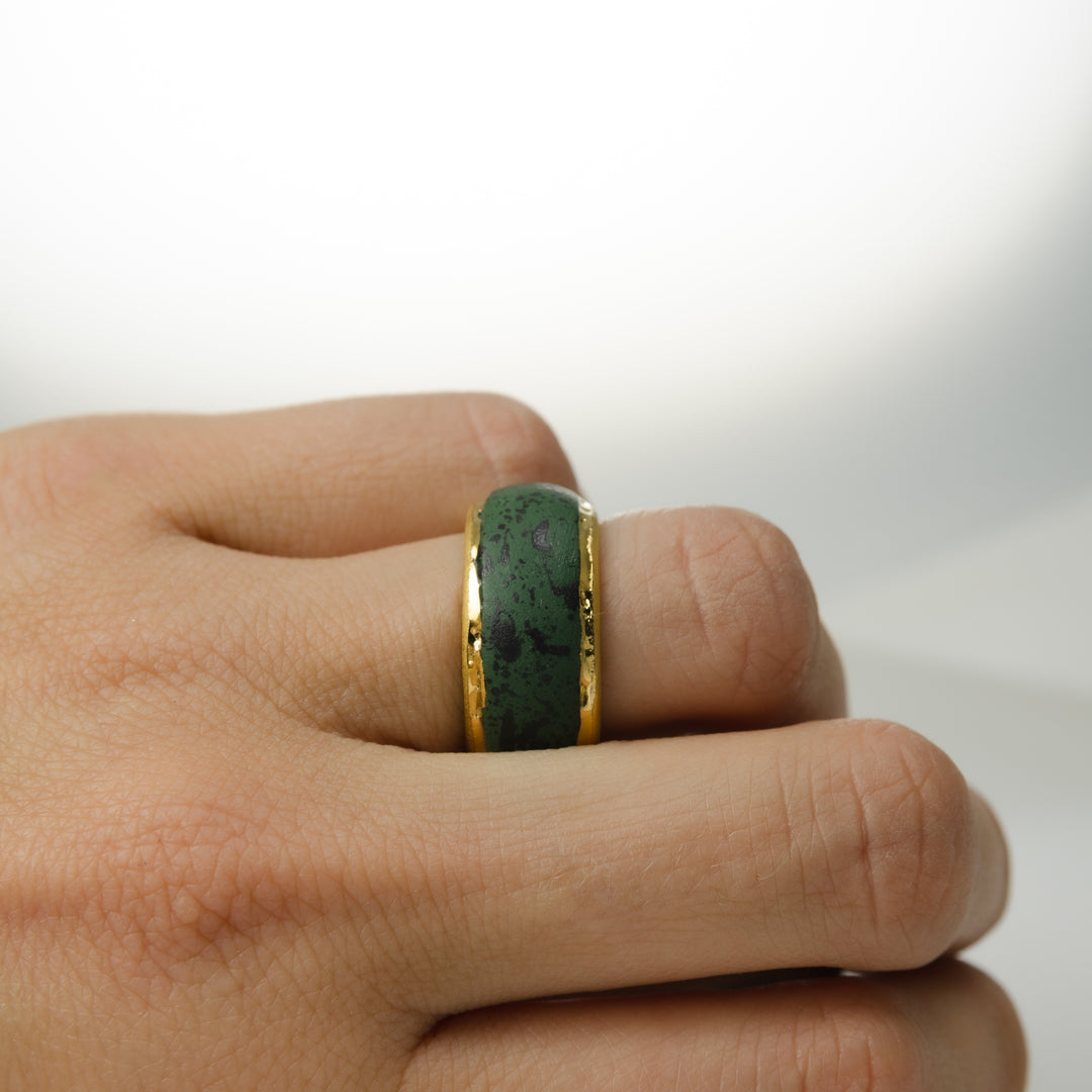 "Basil" Porcelain Ring With Gold