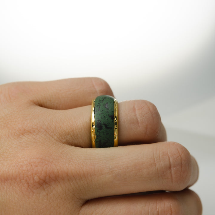 "Basil" Porcelain Ring With Gold