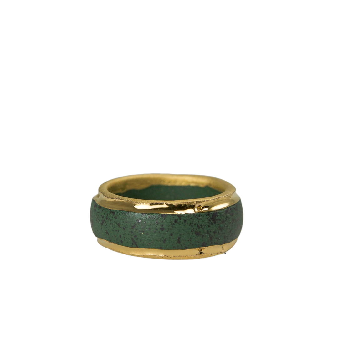 "Basil" Porcelain Ring With Gold