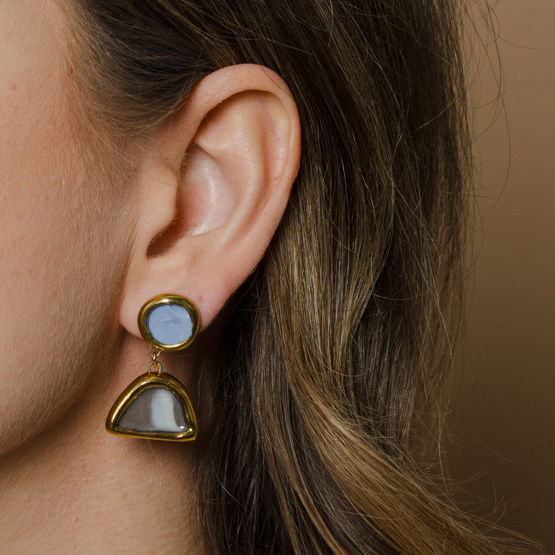 "Rachel" Gold Porcelain Earrings