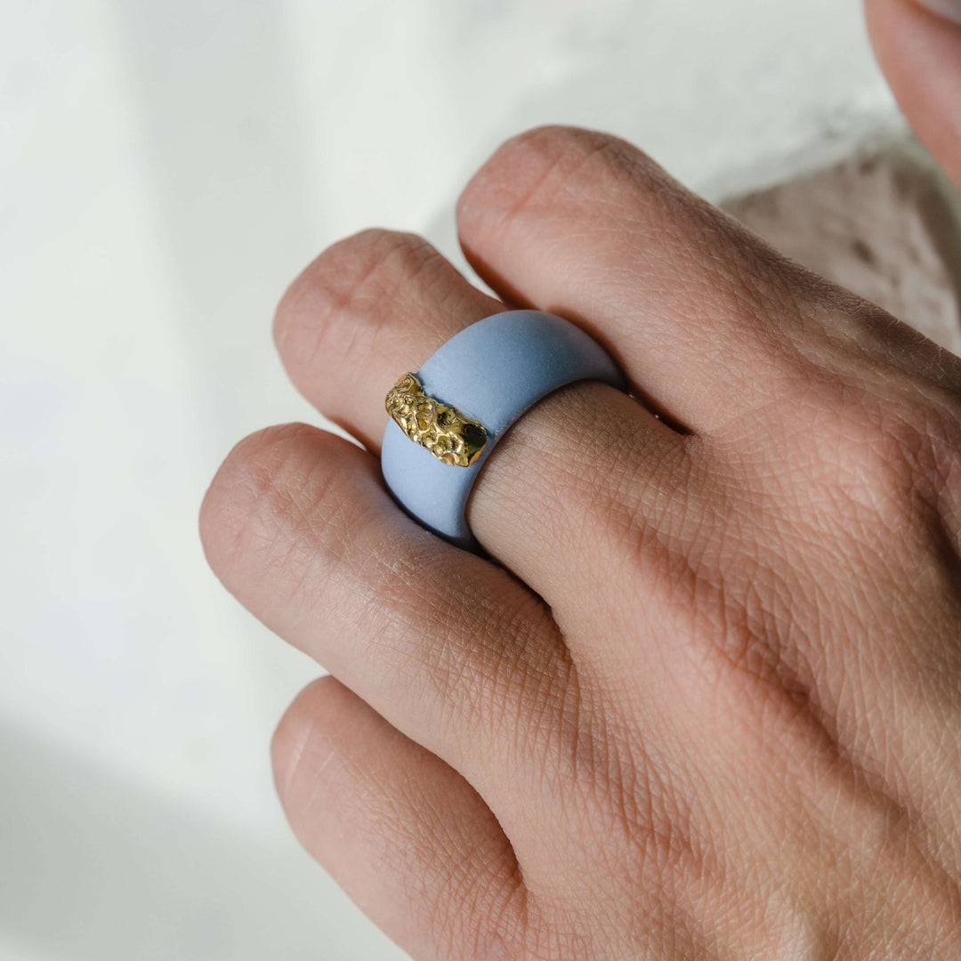 "Cynthia" Porcelain Ring With Gold