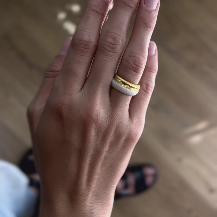 "Lavinia" Porcelain Ring With Gold