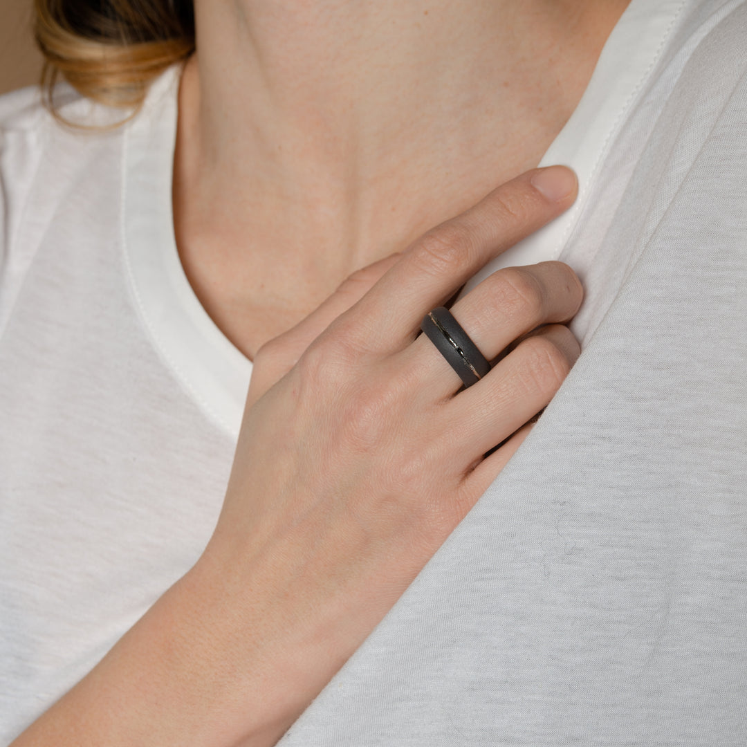 "Colby" Black Porcelain Ring With Platinum