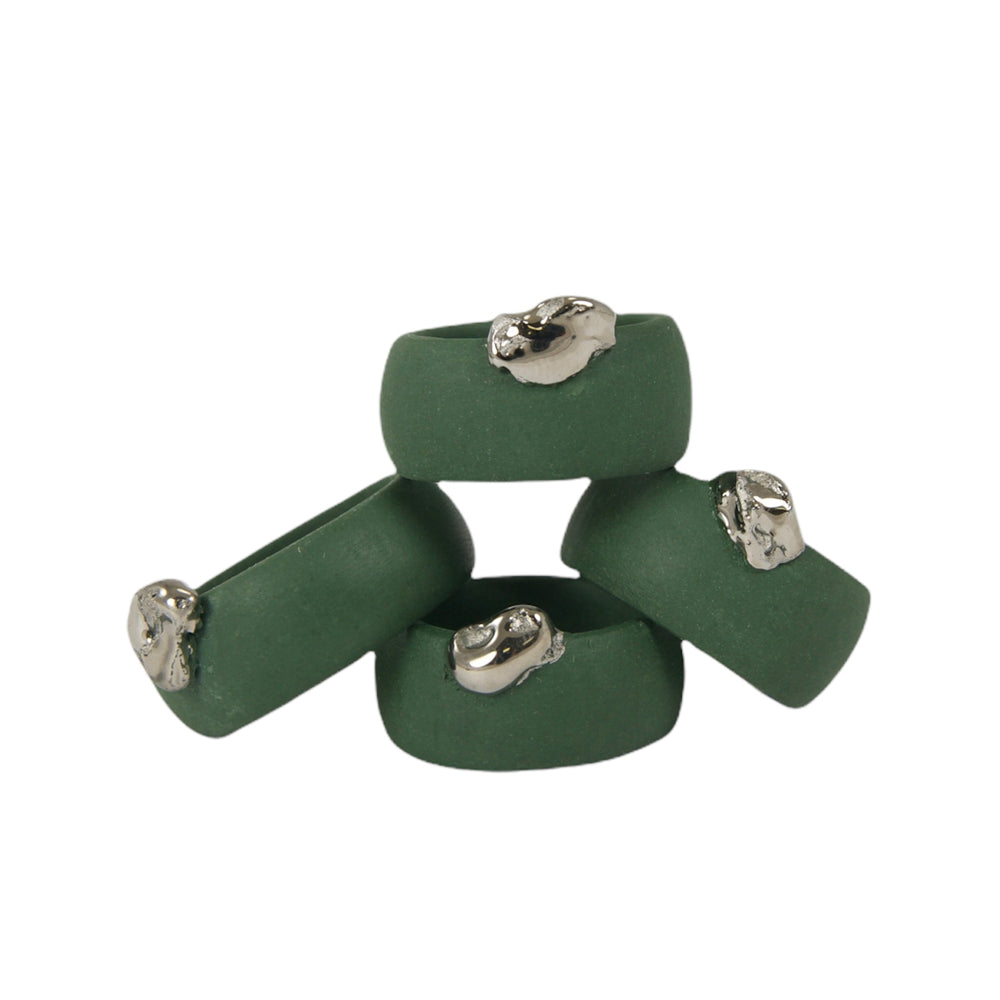 "Clarissa" žalio porceliano žiedas dengtas platinos liustra pagal freakyfoxx Algina studija vilniuje