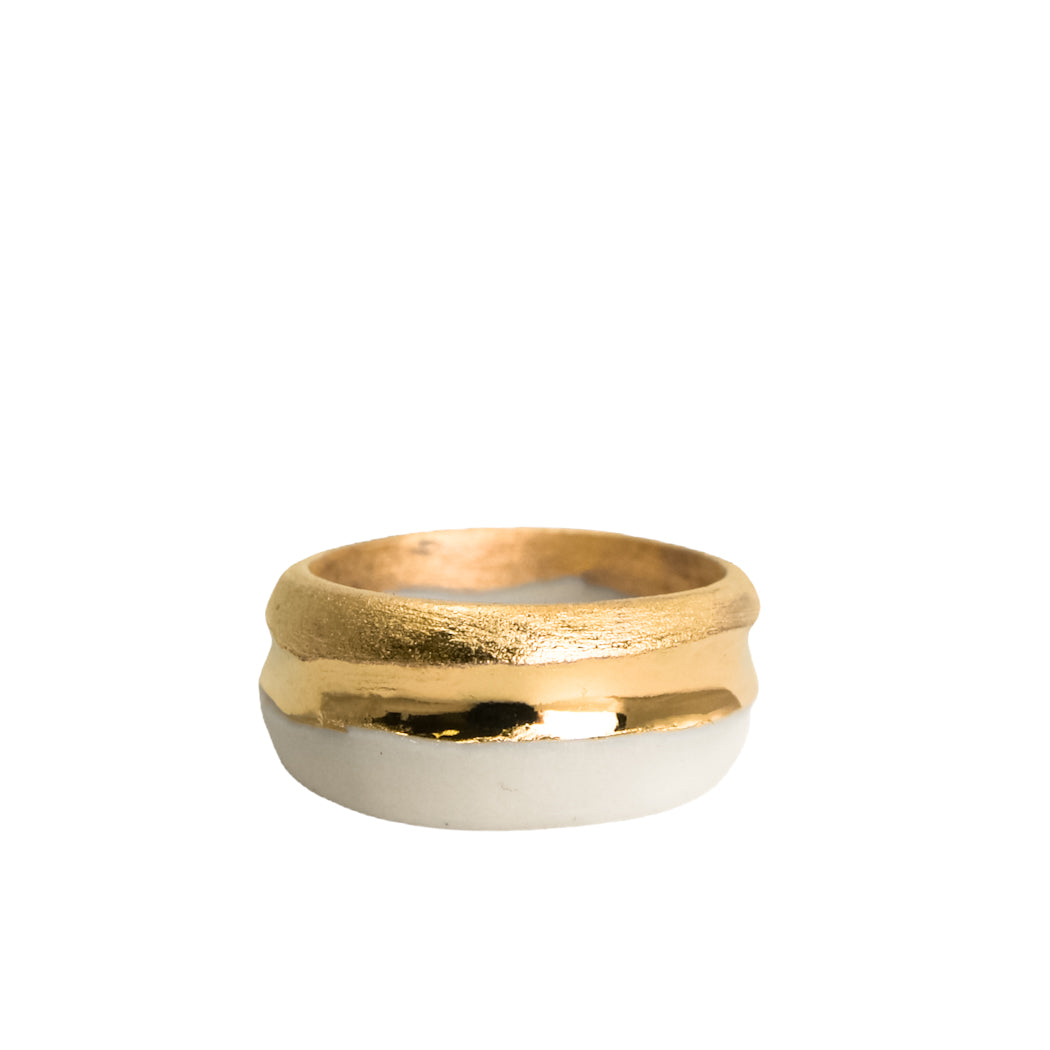 "Lavinia" Porcelain Ring With Gold