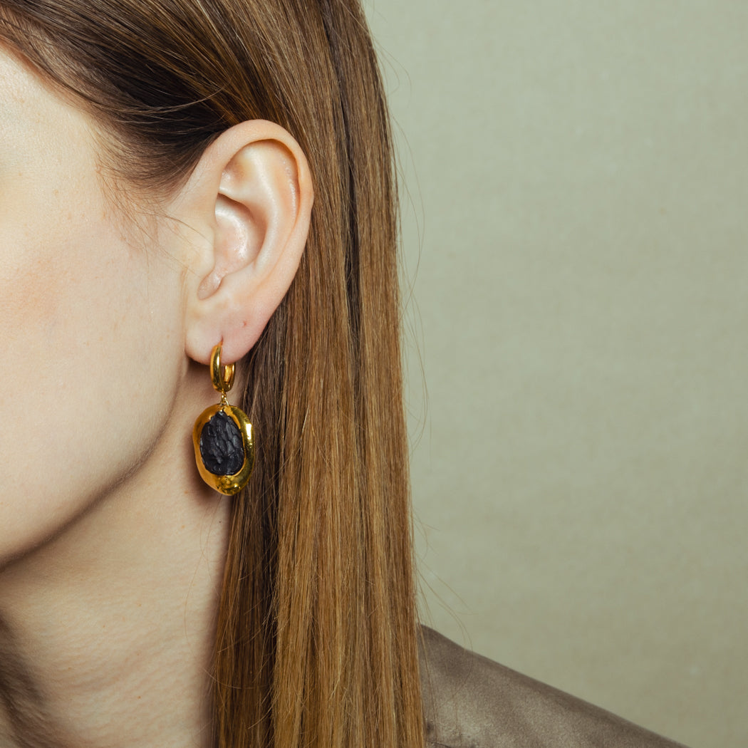 "Soleil" Gold Porcelain Earrings