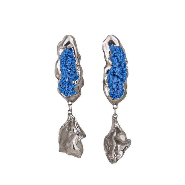"Brenta" Platinum Porcelain Earrings