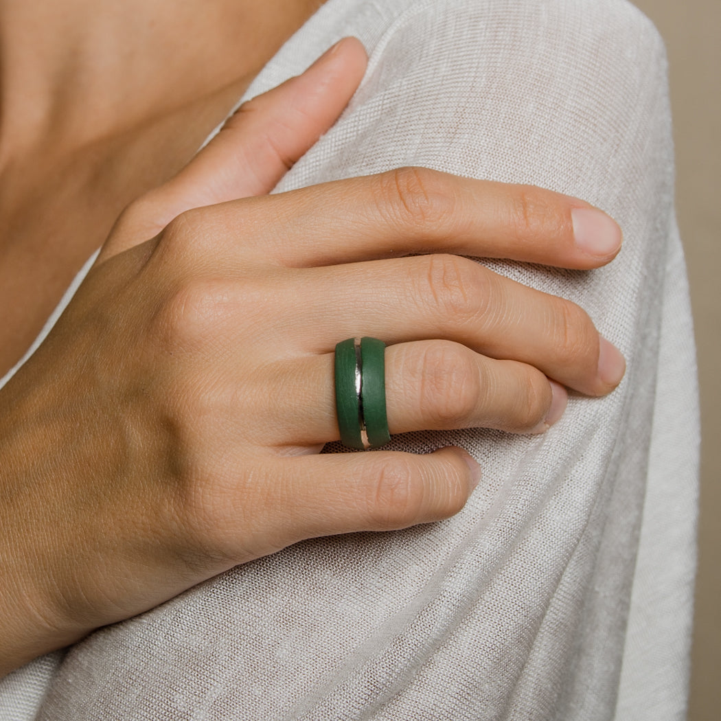 "Carrie" Porcelain Ring With Platinum