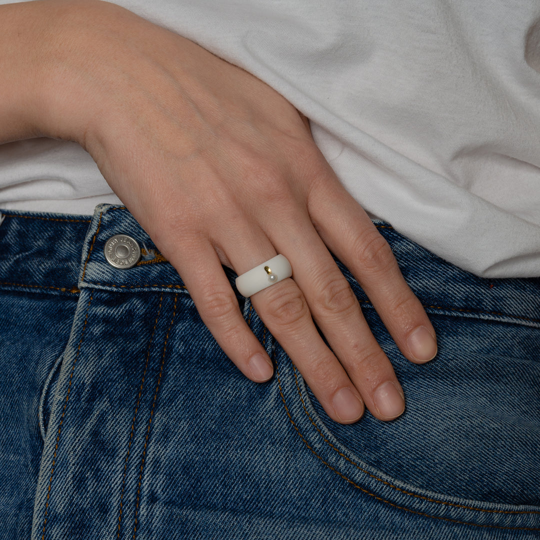 "Lulu" Porcelain Ring With Gold