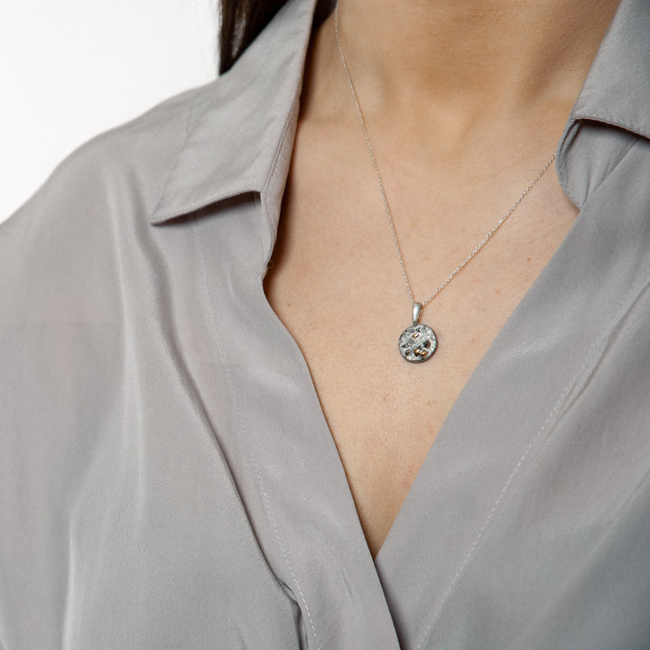 Small porcelain pendant with silver chain by freakyfoxx