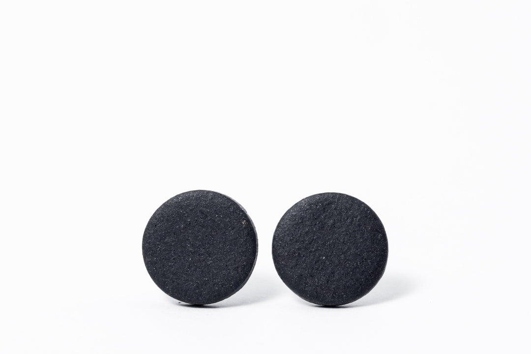 Black Earrings For Men - Round Ceramic Earrings,  porcelain earrings, porcelain jewelry, ceramic earrings, ceramic jewelry, porceliano auskarai, porcelianiniai auskarai, porceliano papuošalai, porcelianiniai papuosalai, FreakyFoxx, ceramic jewelry, ceramic earrings, keramikiniai papuosalai, keramikiniai auskarai, mens earrings, earrings for men, stud earrings