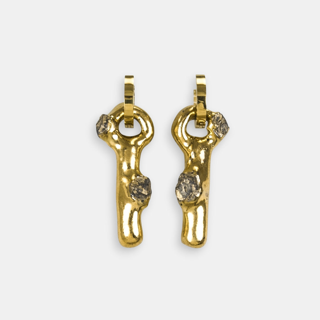 One of a kind Porcelain earrings with gold lustre by freakyfoxx on a white background