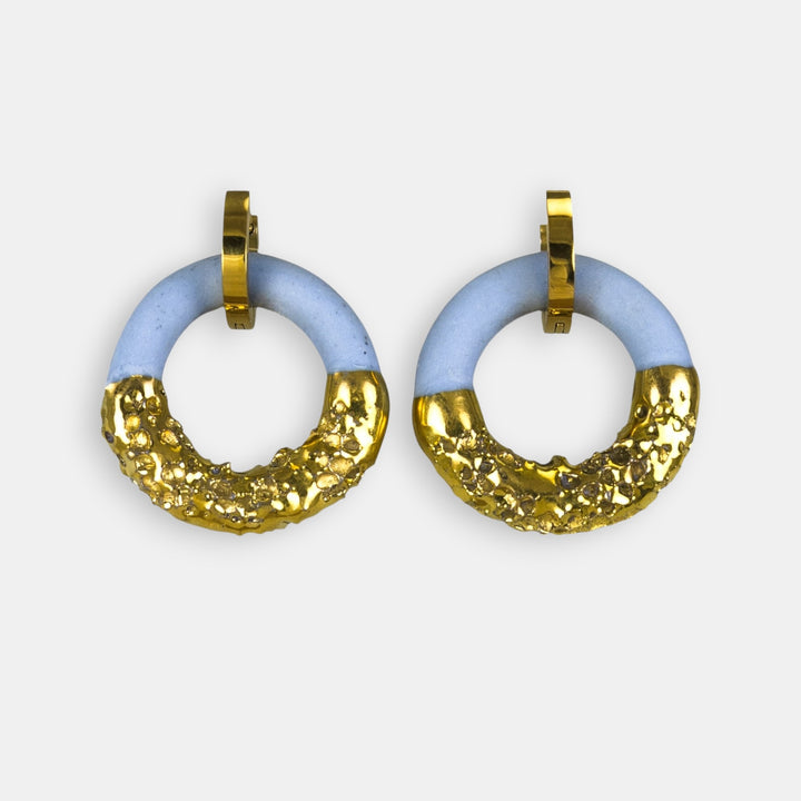 Pair of handmade porcelain earrings with gold by freakyfoxx