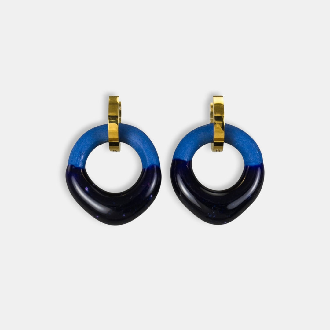 Blue porcelain charm earrings with gold by freakyfoxx