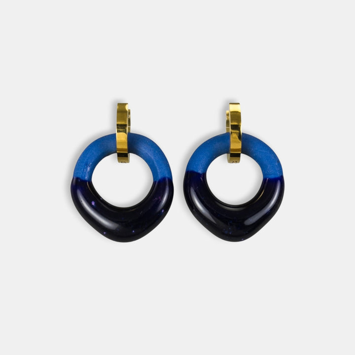 Blue porcelain charm earrings with gold by freakyfoxx