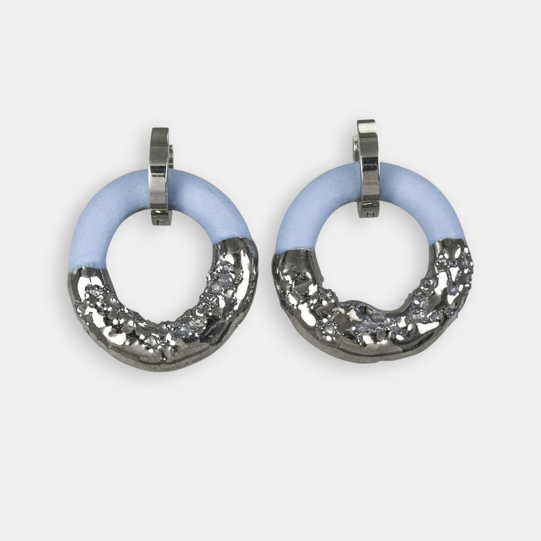 Handmade ceramic earrings with silver by freakyfoxx