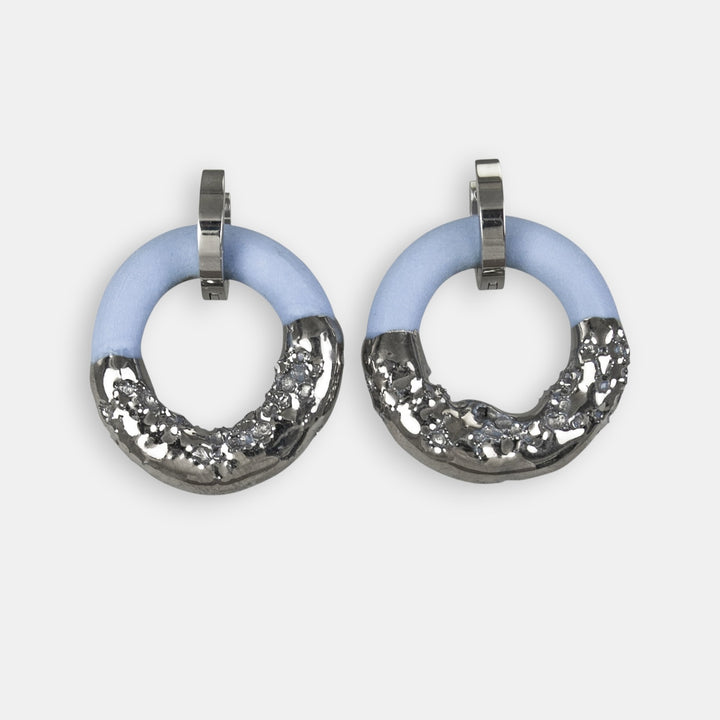 Handmade ceramic earrings with silver by freakyfoxx