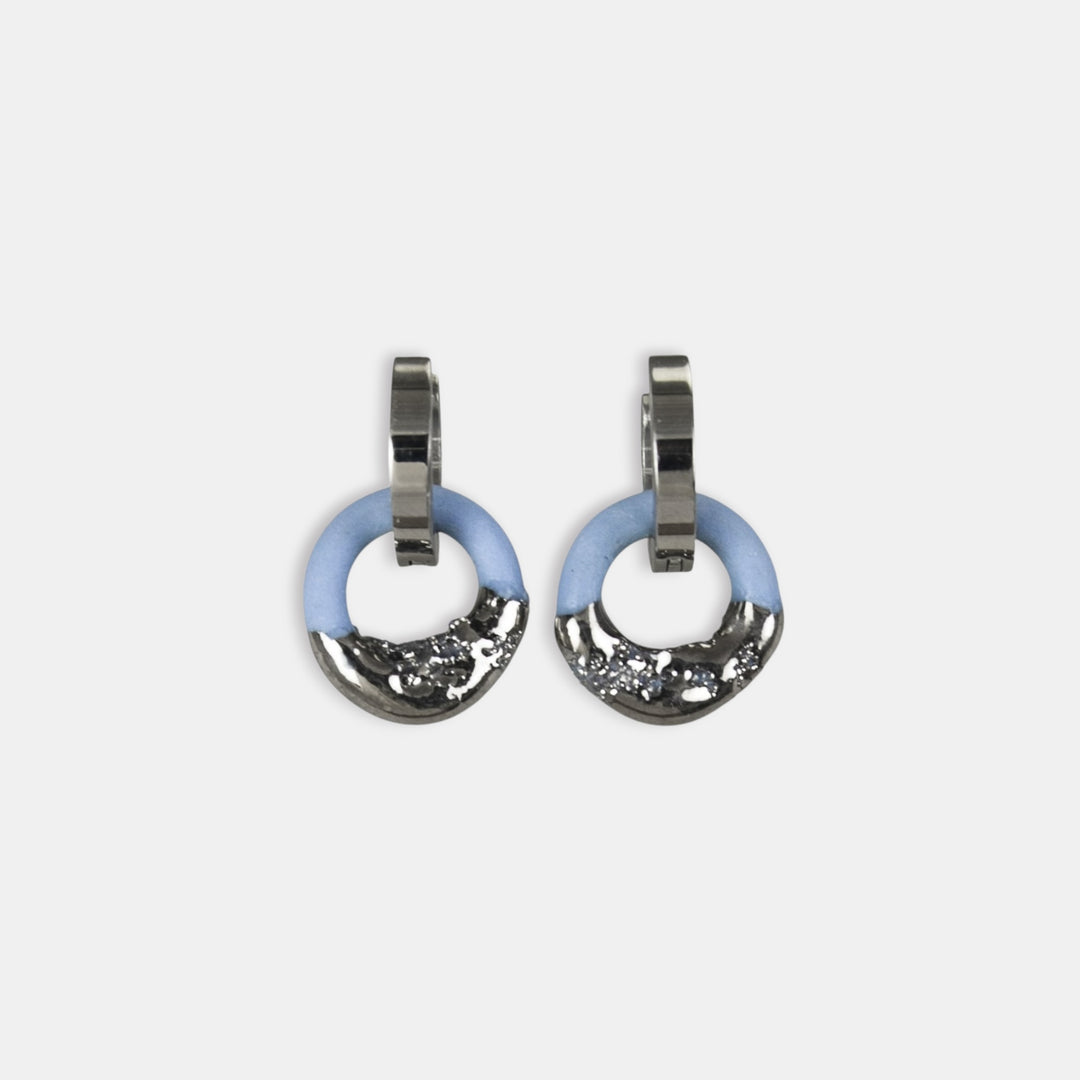 Small porcelain charms with platinum and hypoallergenic hoop earrings by freakyfoxx