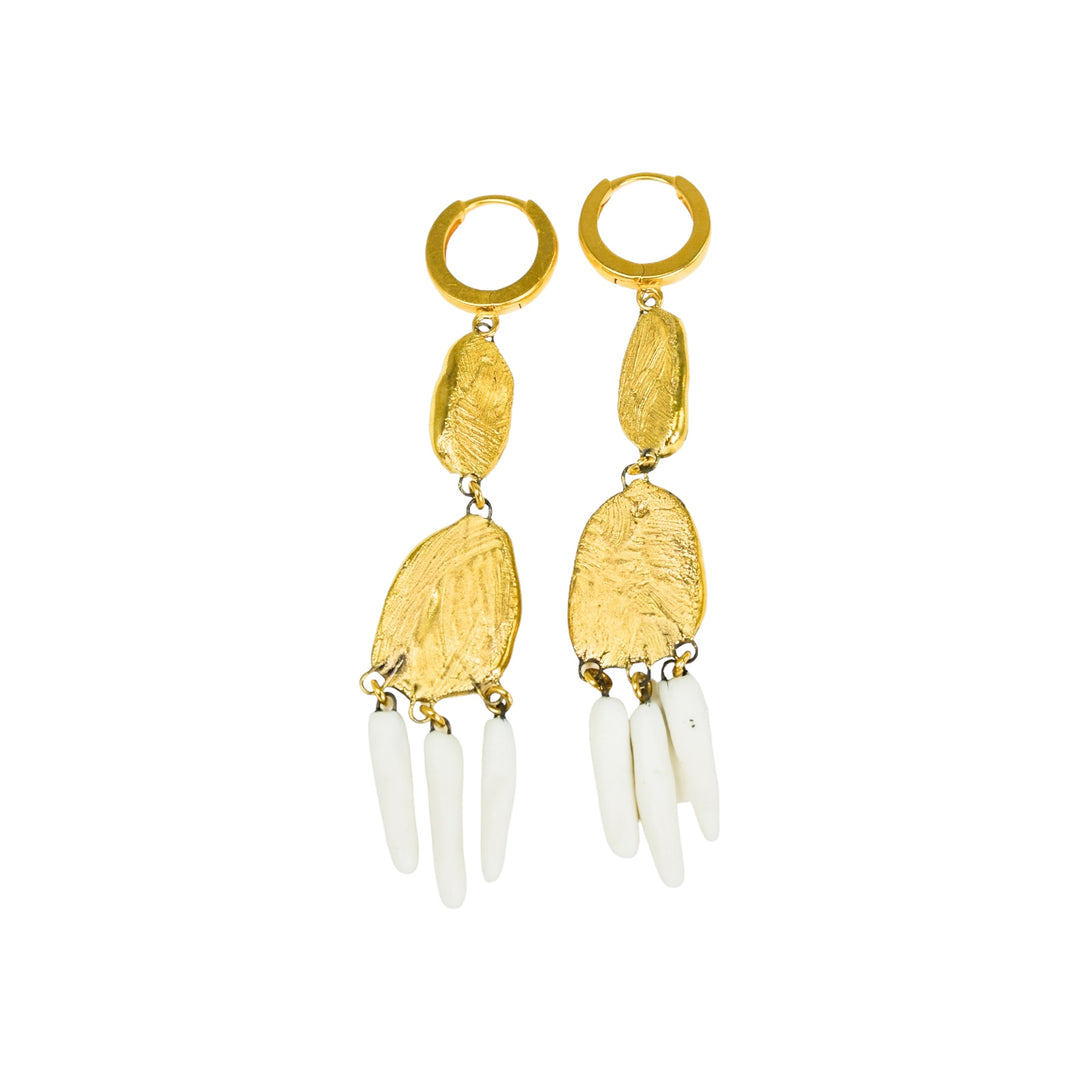 "Bertha" Gold Porcelain Earrings