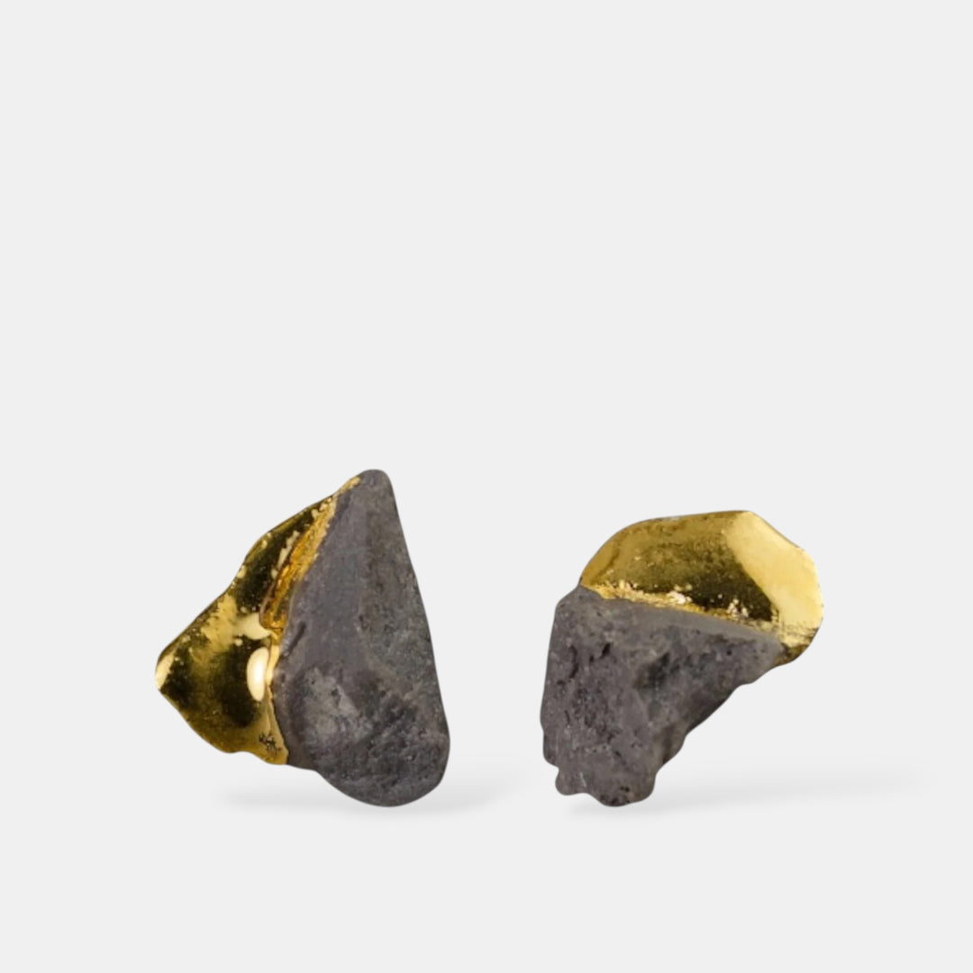 One of a kind pair of porcelain earrings with gold by freakyfoxx 