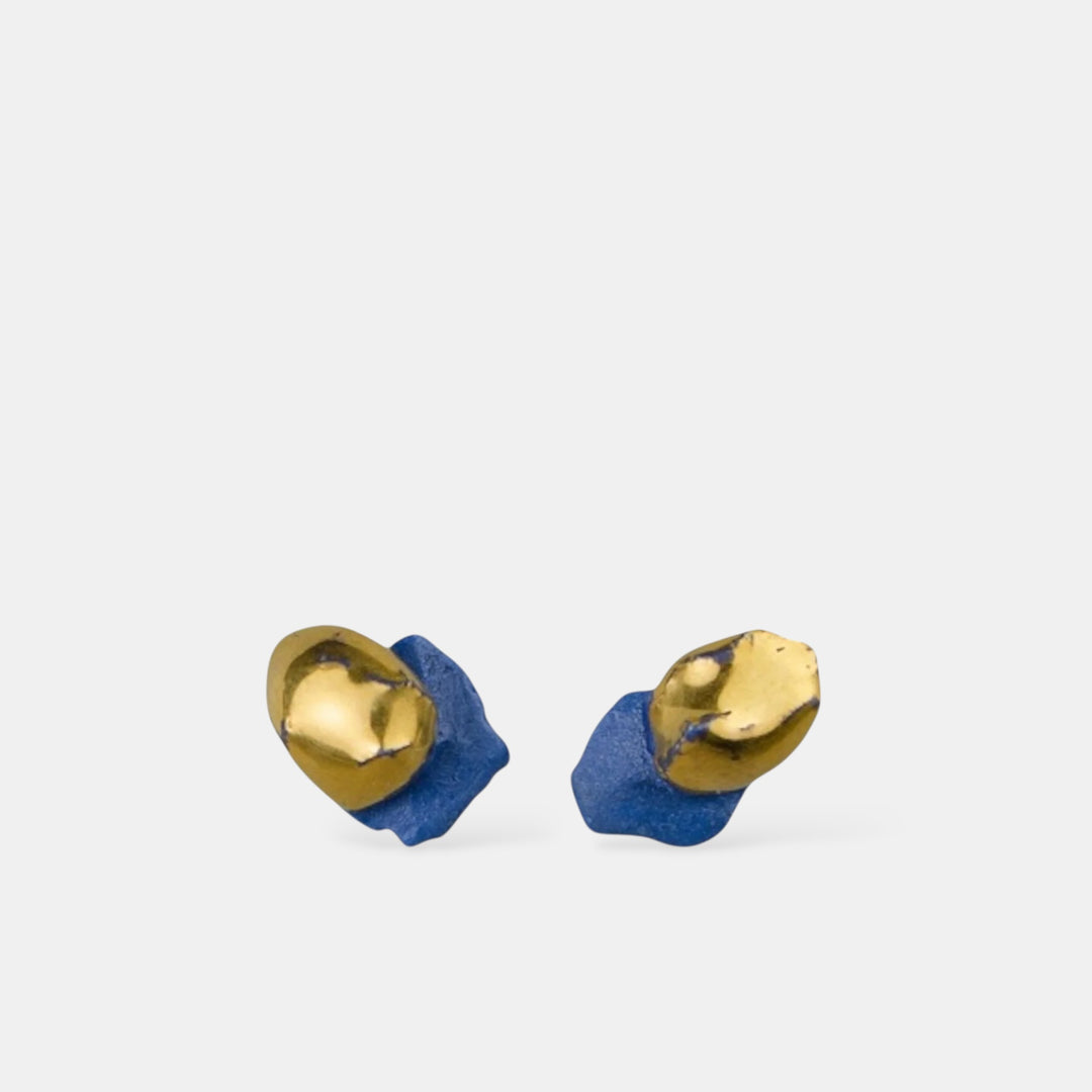 One of a kind pair of porcelain earrings with gold by freakyfoxx 