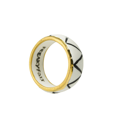 "Kanako" White Porcelain Ring With Gold