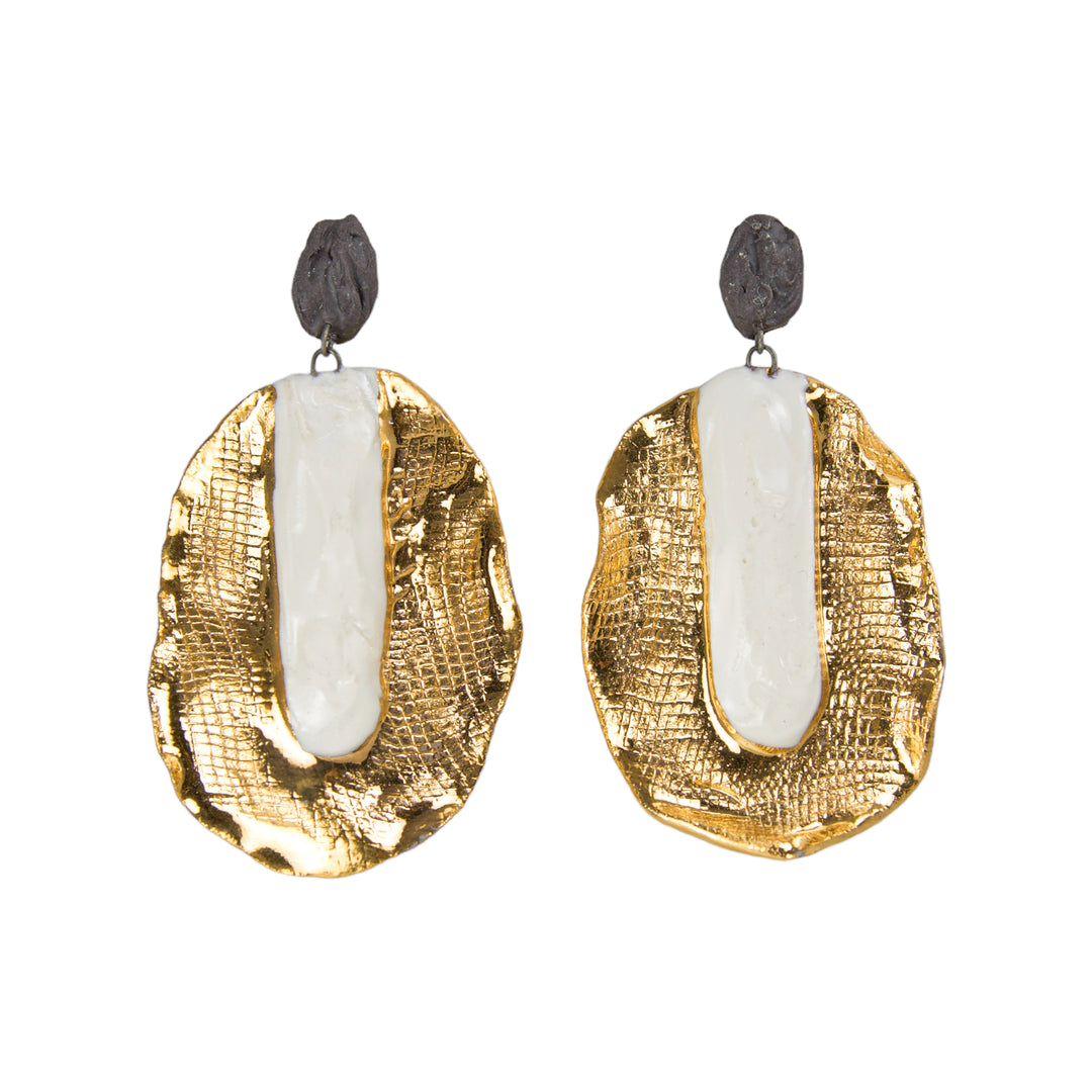 "Ornella" Gold Porcelain Earrings