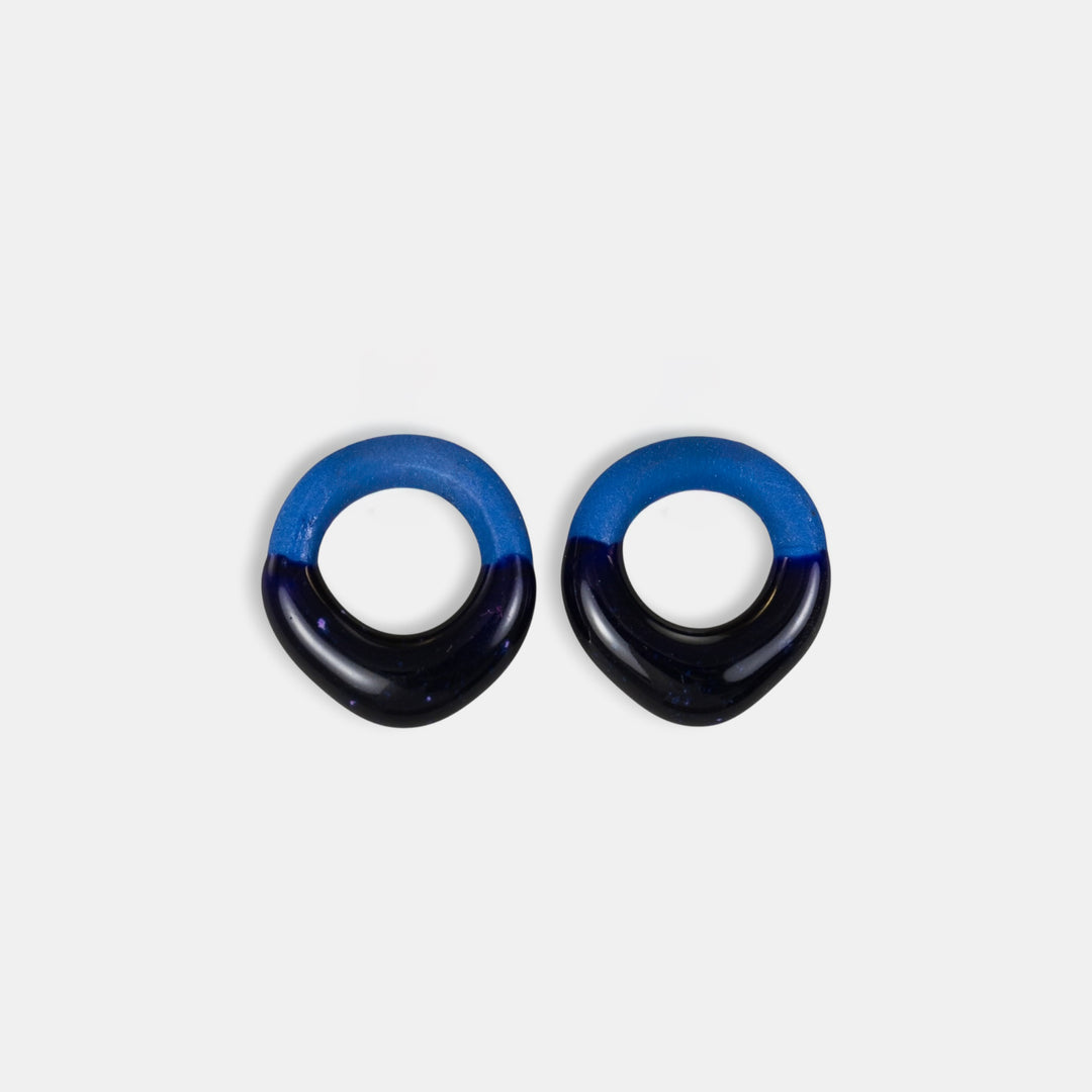 Pair of blue porcelain charms for hoop earrings