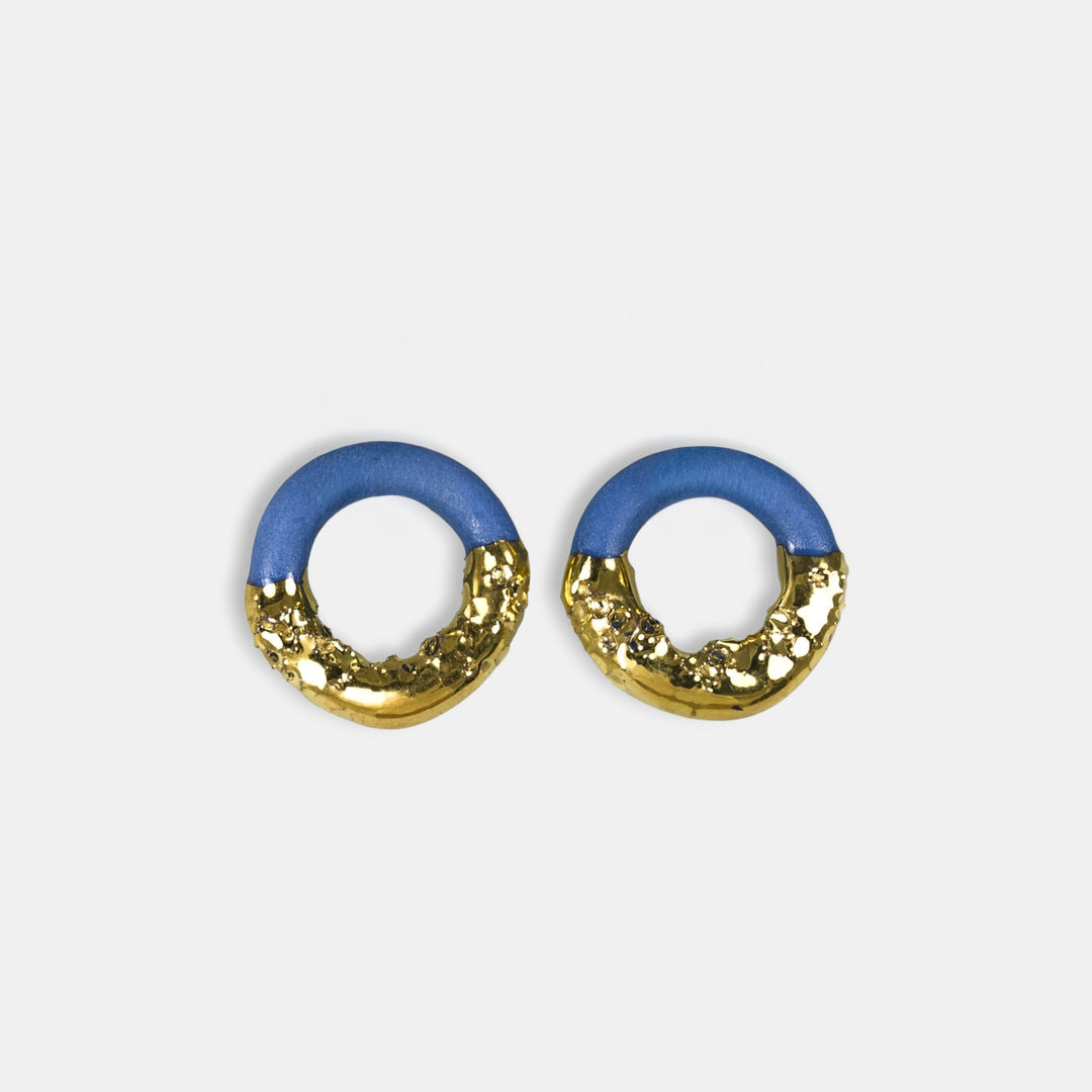 One of a kind blue ceramic charms for hoop earrings