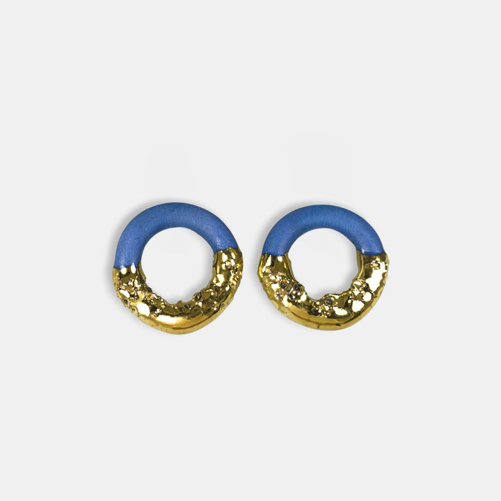 One of a kind blue ceramic charms for hoop earrings
