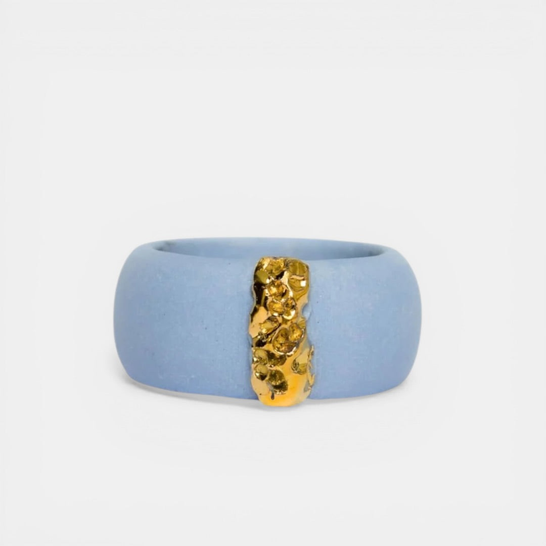 light blue porcelain ring with gold by freakyfoxx
