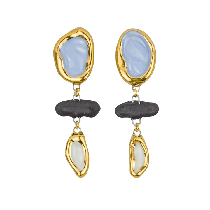 "Sibylle" Gold Porcelain Earrings