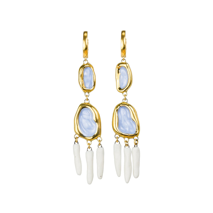 "Bertha" Gold Porcelain Earrings