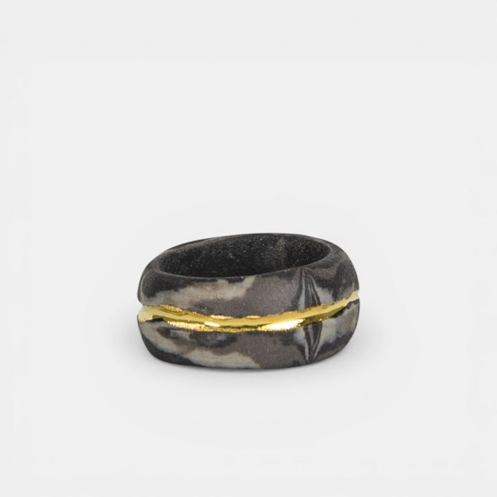 "Bellamy" Gray Porcelain Ring With Gold
