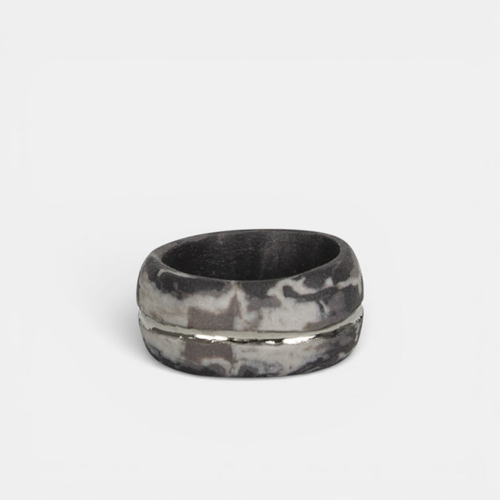 "Oriette" Gray Porcelain Ring With Platinum