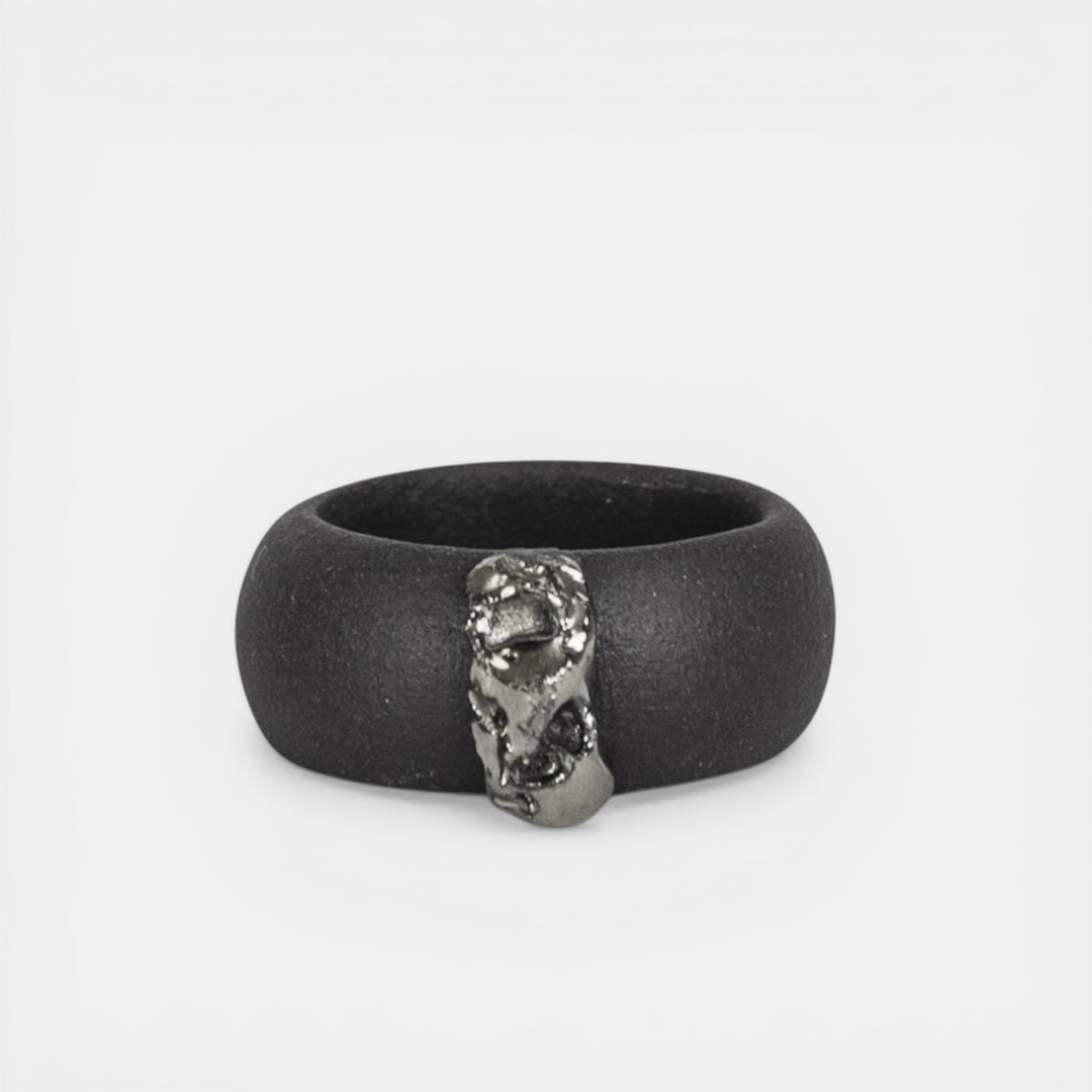 black porcelain ring with platinum by freakyfoxx