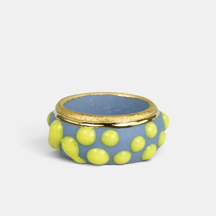 "Birdie" Porcelain Ring With Gold