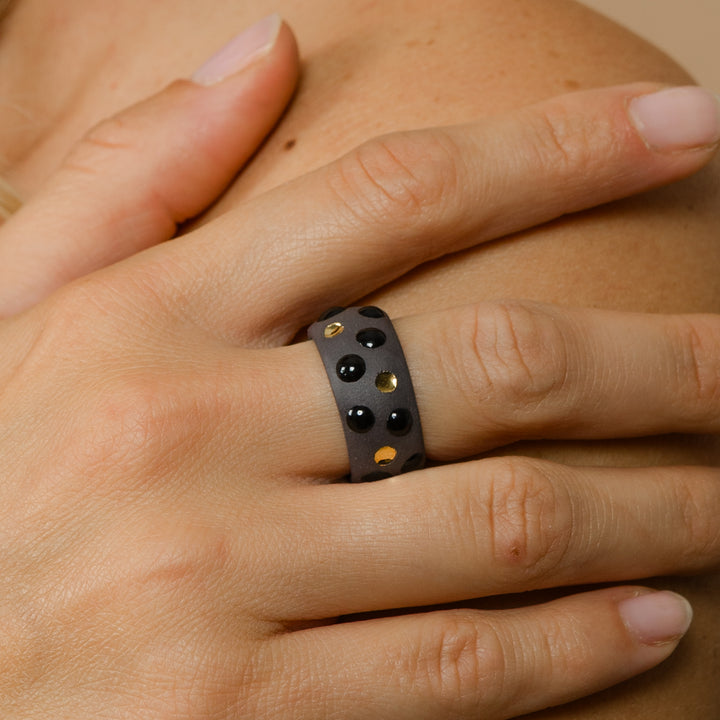 "Poppet" Porcelain Ring With Gold
