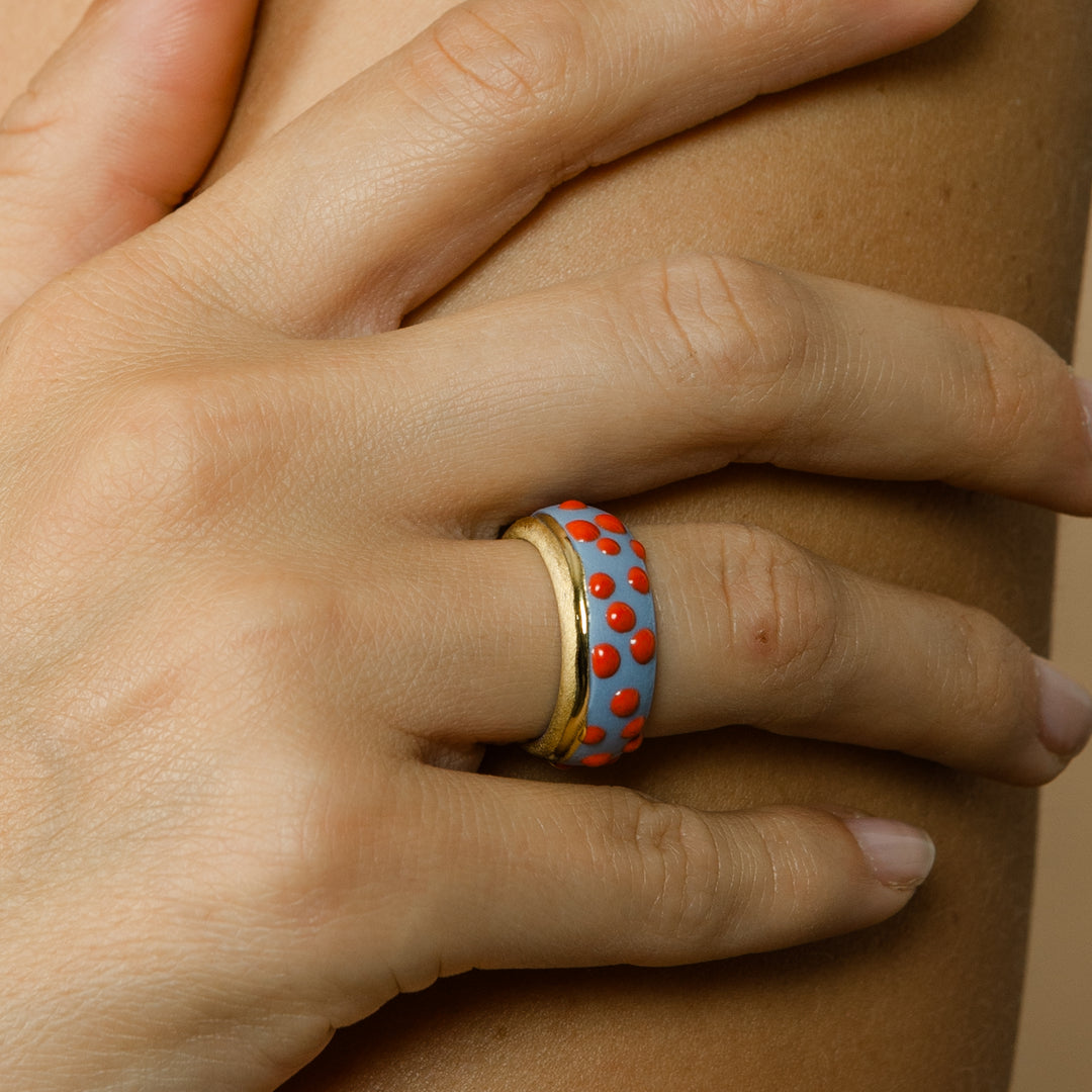 "Dottie" Porcelain Ring With Gold