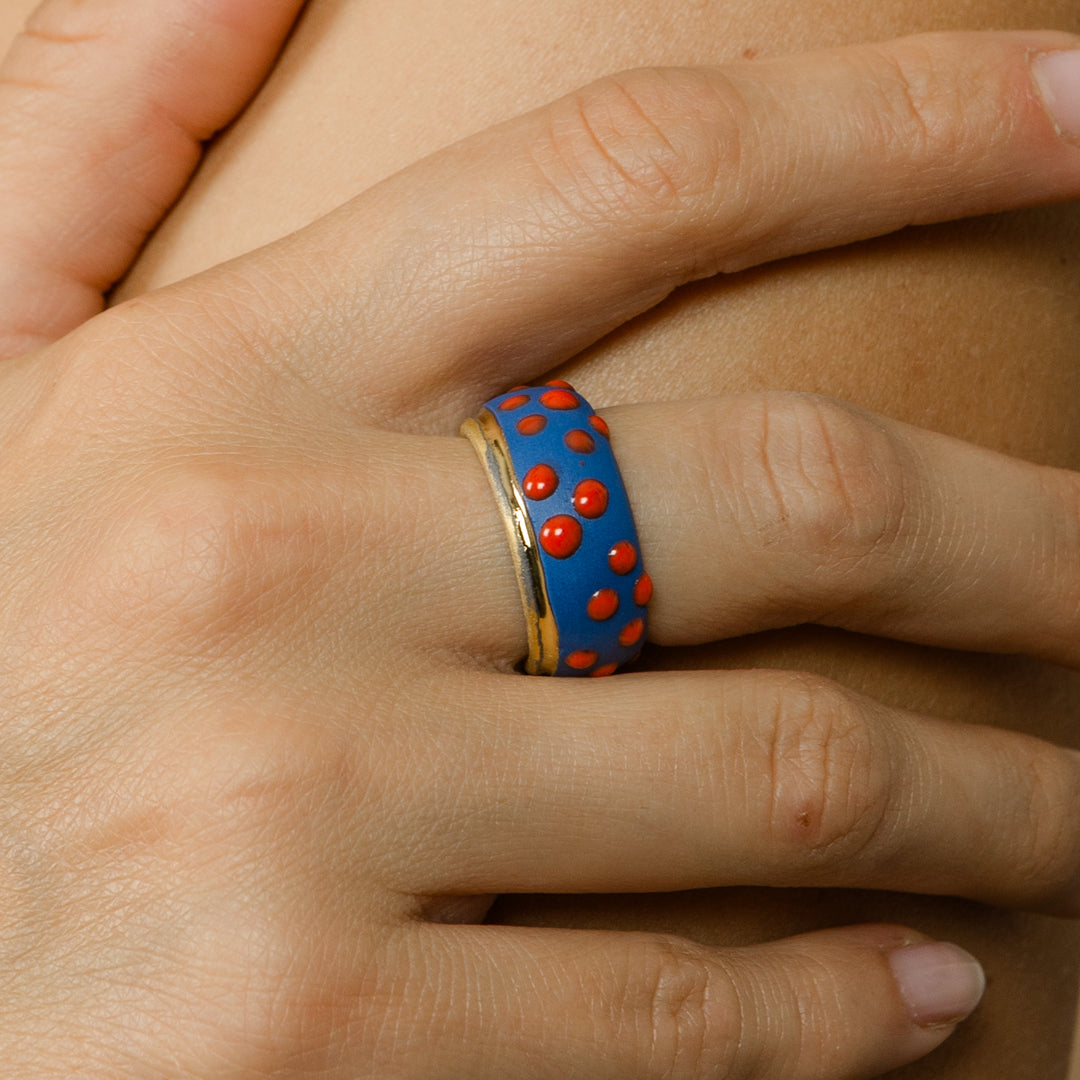 "Moxie" Porcelain Ring With Gold
