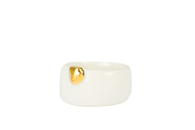 "Piper" White Porcelain Ring With Gold