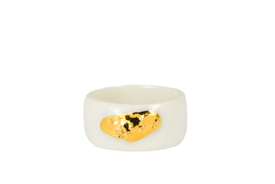 "Sophia" White Porcelain Ring With Gold