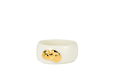 "Sophia" White Porcelain Ring With Gold
