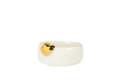 "Piper" White Porcelain Ring With Gold