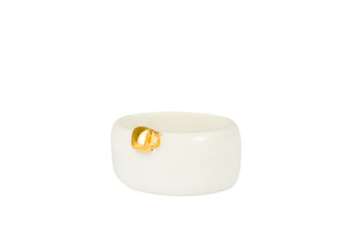 "Piper" White Porcelain Ring With Gold