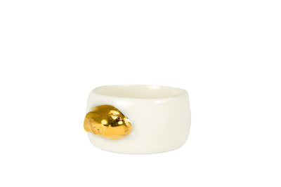 "Sophia" White Porcelain Ring With Gold