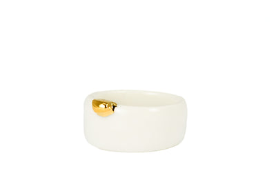 "Piper" White Porcelain Ring With Gold