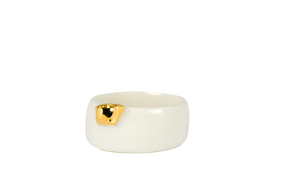 "Piper" White Porcelain Ring With Gold